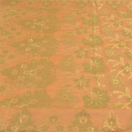 Sanskriti Vintage Fawn Sarees 100% Pure Silk Woven Premium Sari Craft Sustainable Fabric