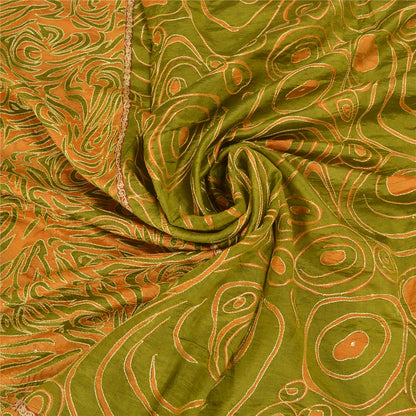 Sanskriti Vintage Green Sarees Pure Silk Embroidered Printed Sari Craft Sustainable Fabric