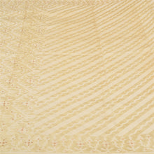 Load image into Gallery viewer, Sanskriti Vintage Ivory Indian Sarees Pure Silk Hand Beaded Woven Sari Fabric
