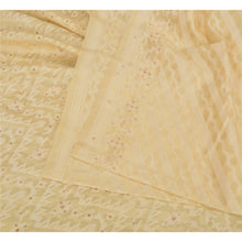 Load image into Gallery viewer, Sanskriti Vintage Ivory Indian Sarees Pure Silk Hand Beaded Woven Sari Fabric
