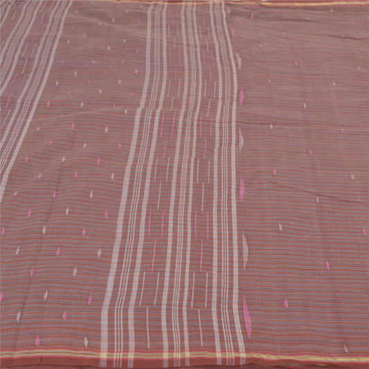 Sanskriti Vintage Indian Sarees Pure Cotton Hand-Woven Tant Sari 5 Yard Sustainable Fabric