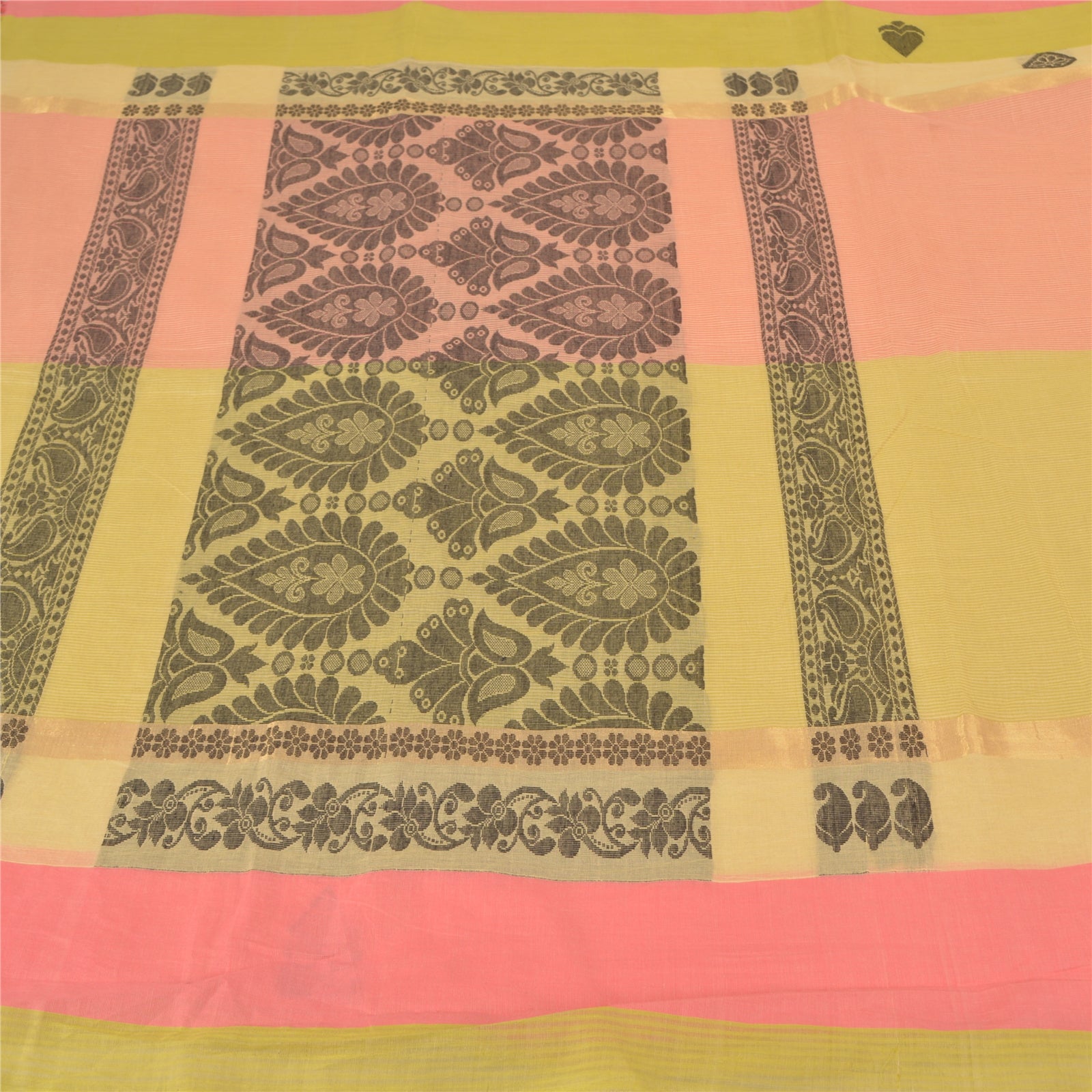 Sanskriti Vintage Peach Sarees Pure Cotton Woven Premium Craft Sari Sustainable Fabric