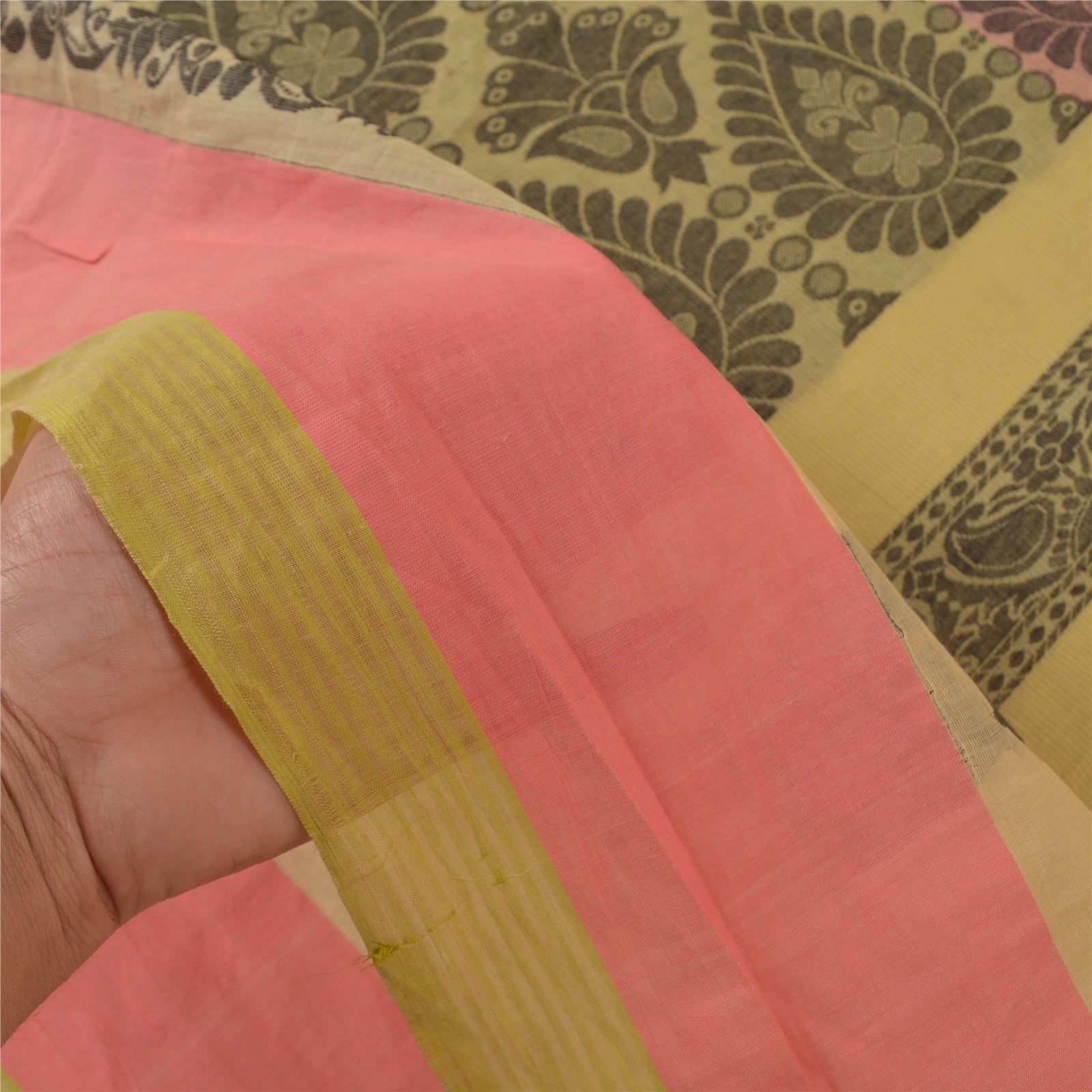 Sanskriti Vintage Peach Sarees Pure Cotton Woven Premium Craft Sari Sustainable Fabric