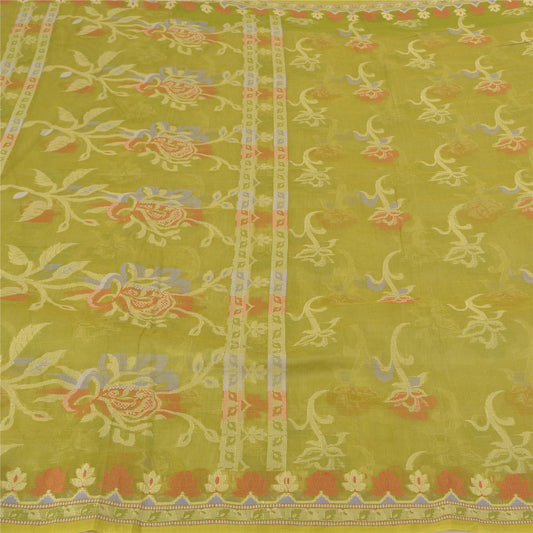 Sanskriti Vintage Green Sarees Pure Cotton Kota Premium Craft Sari Sustainable Fabric