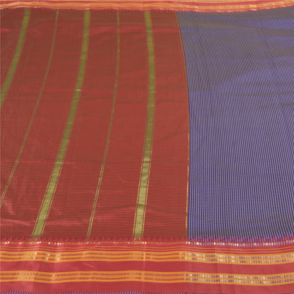 Sanskriti Vintage Blue Sarees Art Silke Woven Chettinad/Kandangi Sari Bæredygtigt stof