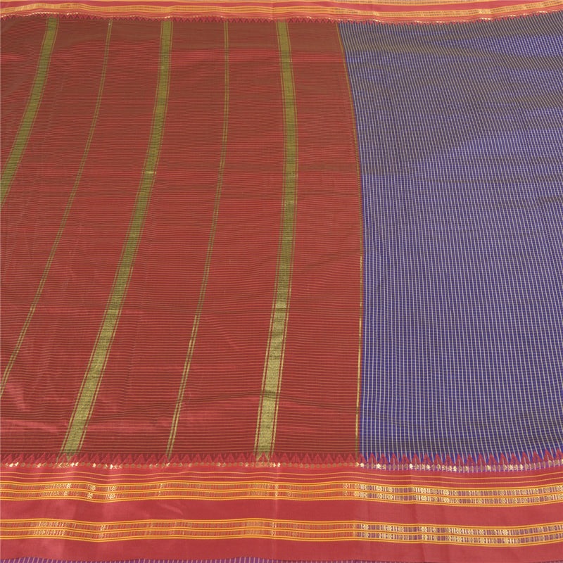 Sanskriti Vintage Blue Sarees Art Silk Woven Chettinad/Kandangi Sari Sustainable Fabric