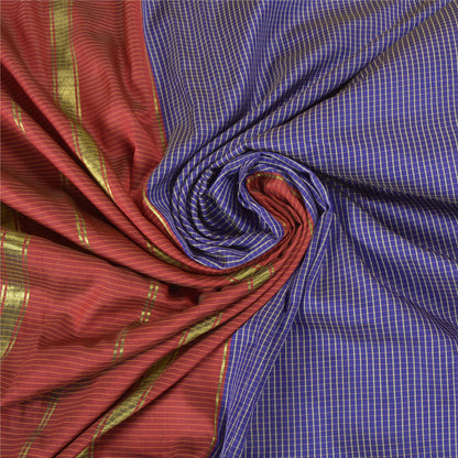 Sanskriti Vintage Blue Sarees Art Silke Woven Chettinad/Kandangi Sari Bæredygtigt stof