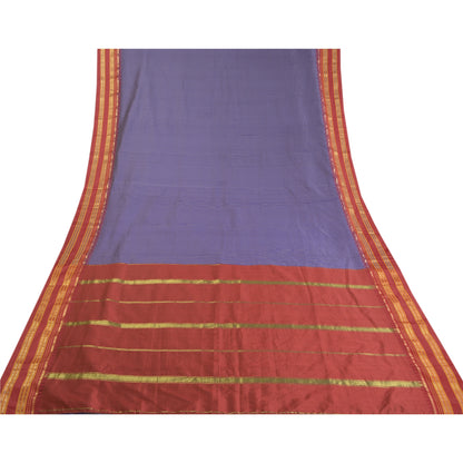 Sanskriti Vintage Blue Sarees Art Silke Woven Chettinad/Kandangi Sari Bæredygtigt stof