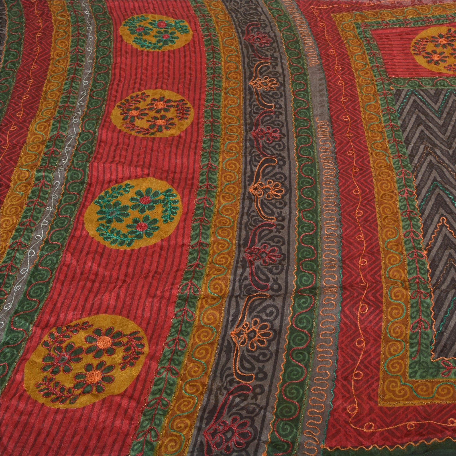 Sanskriti Vintage Indiske Sarees Håndbroderet Kunstsilke Premium Sari Bæredygtigt Stof