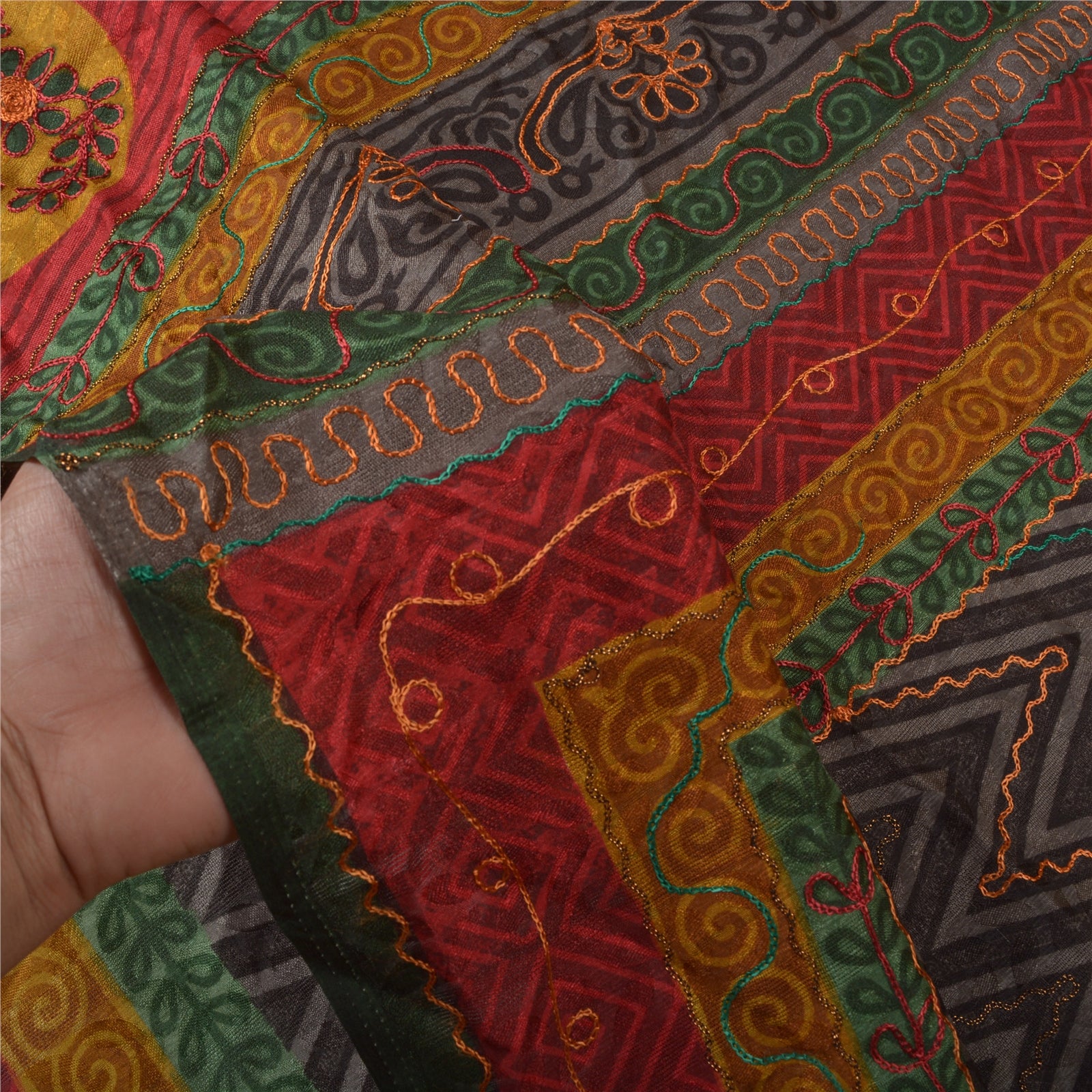 Sanskriti Vintage Indiske Sarees Håndbroderet Kunstsilke Premium Sari Bæredygtigt Stof