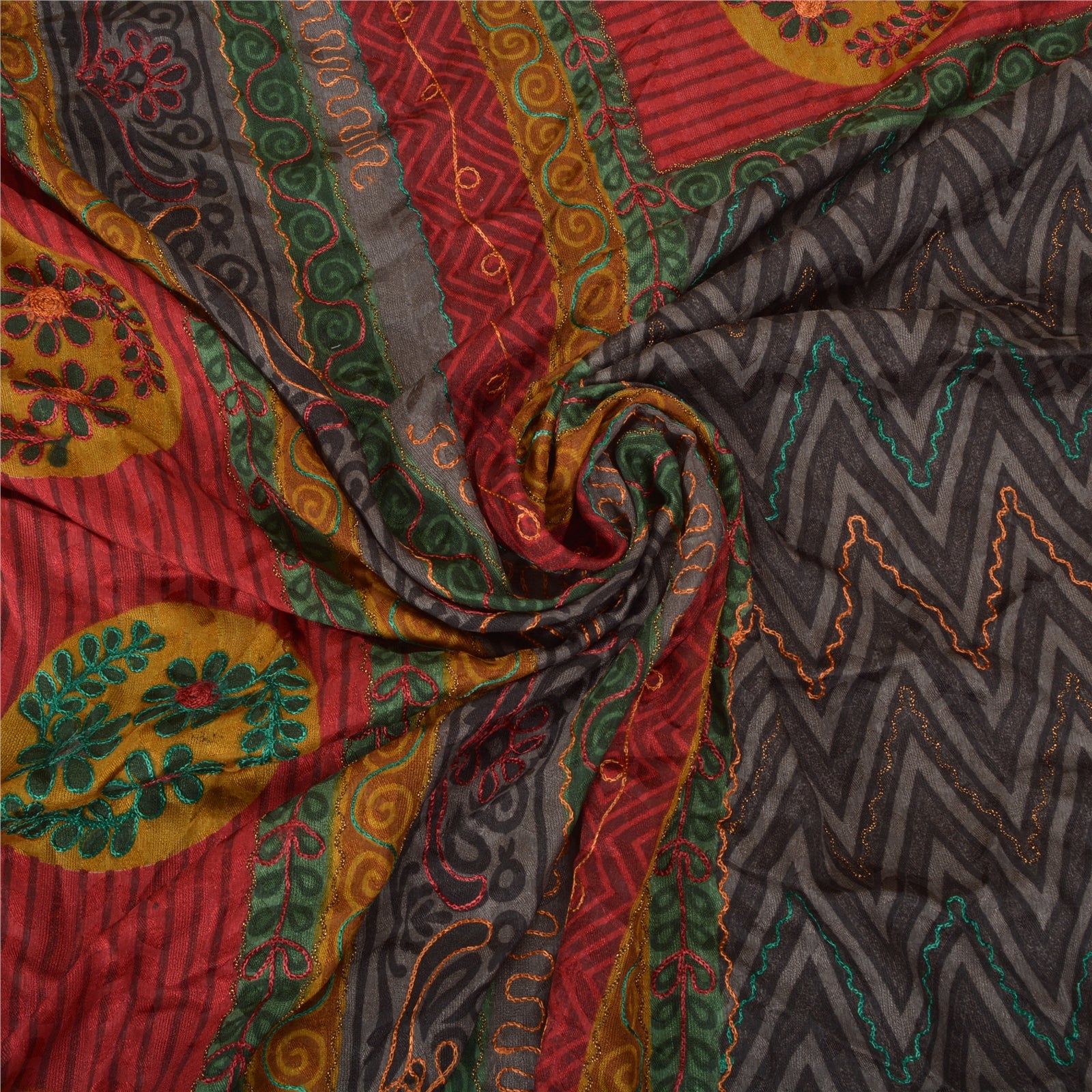 Sanskriti Vintage Indiske Sarees Håndbroderet Kunstsilke Premium Sari Bæredygtigt Stof