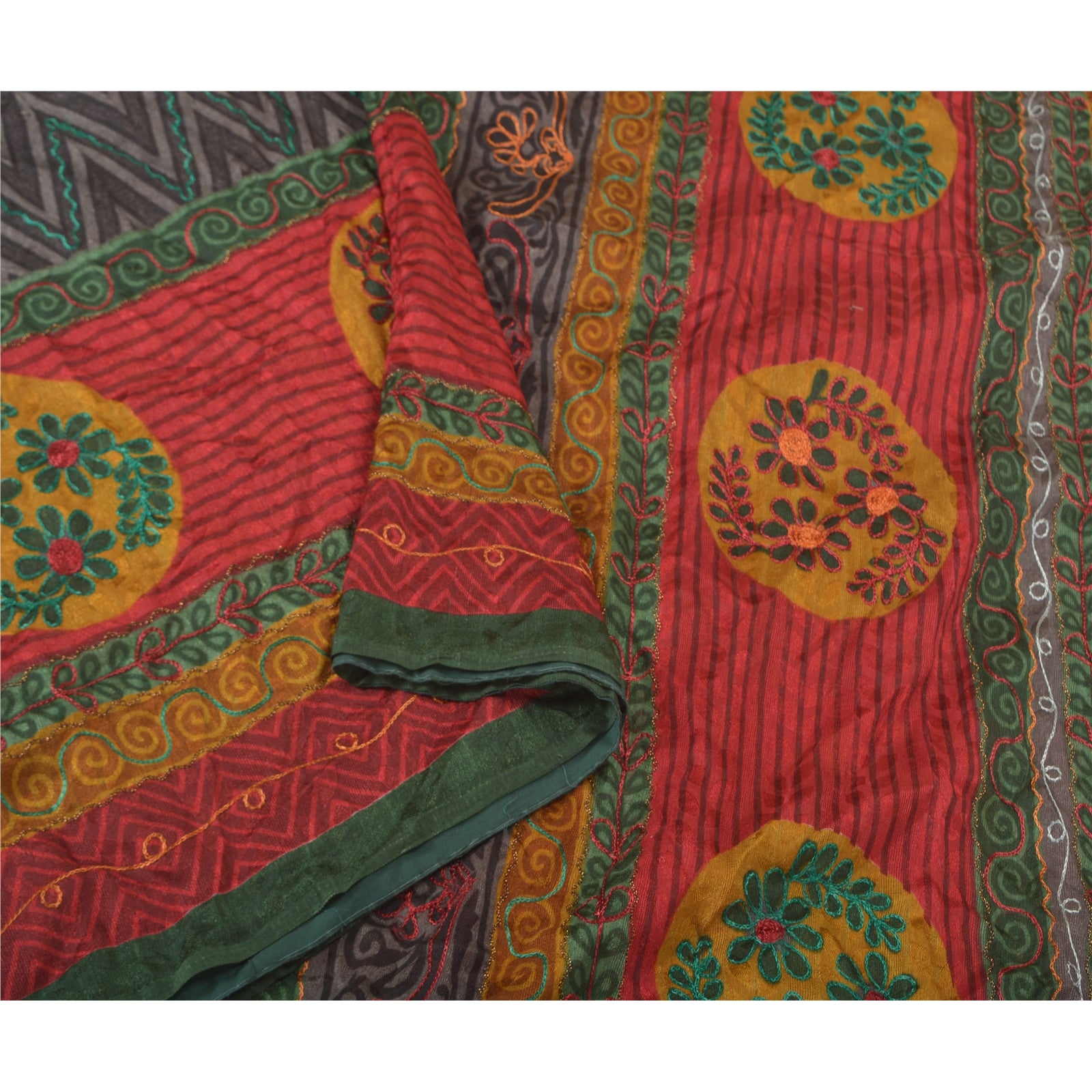 Sanskriti Vintage Indiske Sarees Håndbroderet Kunstsilke Premium Sari Bæredygtigt Stof