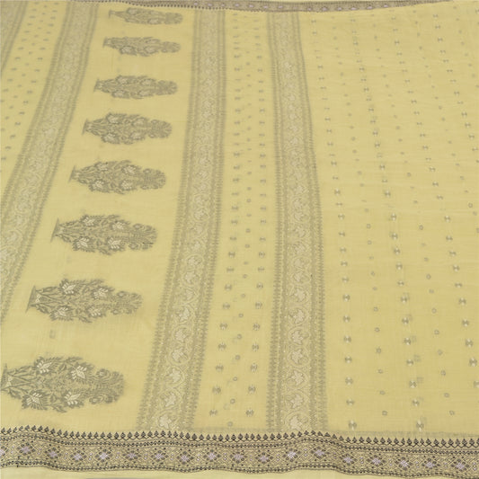 Sanskriti Vintage Light Green Sarees 100% Pure Cotton Hand-Woven Sari Sustainable Fabric