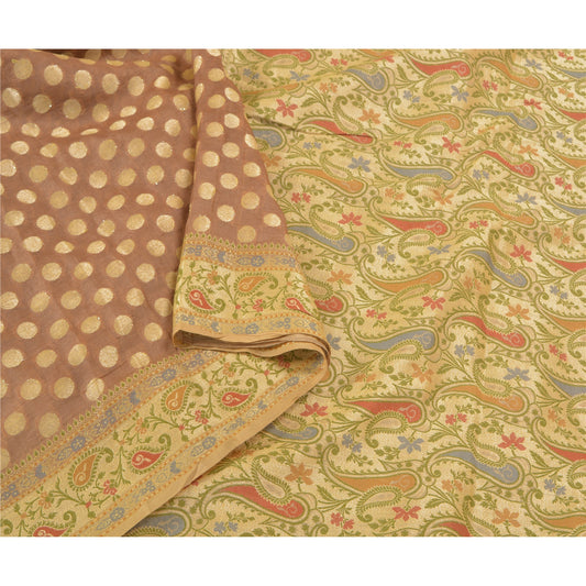 Sanskriti Vintage Brown Sarees 100% Pure Silk Woven Premium Sari Sustainable Fabric
