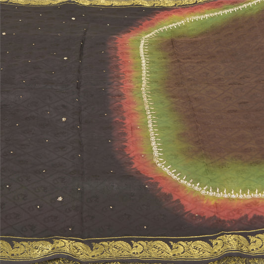 Sanskriti Vintage Indian Sarees Blend Silk Hand Beaded Woven Premium Sari Sustainable Fabric