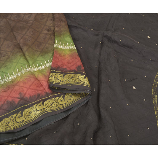 Sanskriti Vintage Indian Sarees Blend Silk Hand Beaded Woven Premium Sari Sustainable Fabric