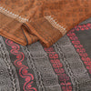 Sanskriti Vintage Brown Sarees Pure Silk Hand-Block Print Premium Sari Sustainable Fabric