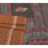 Sanskriti Vintage Brown Sarees Pure Silk Hand-Block Print Premium Sari Sustainable Fabric