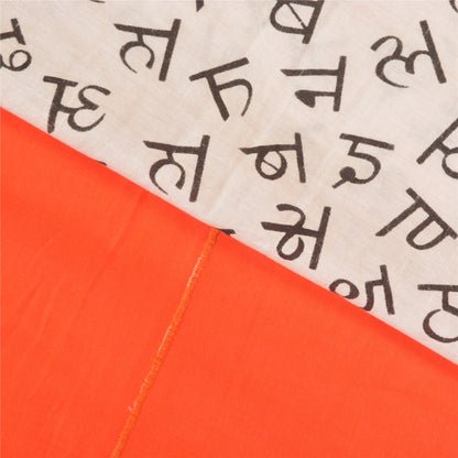 Sanskriti Vintage Orange Indian Sarees Blend Cotton Sari Premium 5 Yard Sustainable Fabric