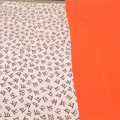 Sanskriti Vintage Orange Indian Sarees Blend Cotton Sari Premium 5 Yard Sustainable Fabric