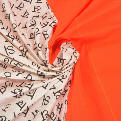 Sanskriti Vintage Orange Indian Sarees Blend Cotton Sari Premium 5 Yard Sustainable Fabric