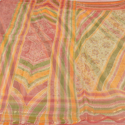 Sanskriti Vintage Indian Sarees Blend Cotton Printed Kota Sari 5 Yard Sustainable Fabric