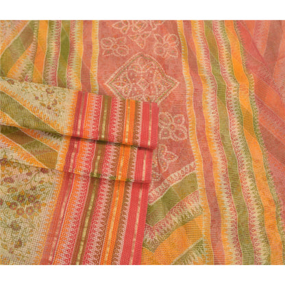 Sanskriti Vintage Indian Sarees Blend Cotton Printed Kota Sari 5 Yard Sustainable Fabric