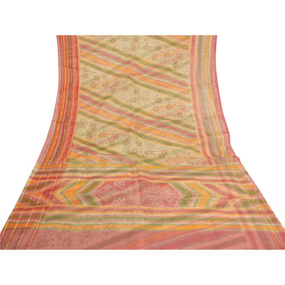 Sanskriti Vintage Indian Sarees Blend Cotton Printed Kota Sari 5 Yard Sustainable Fabric