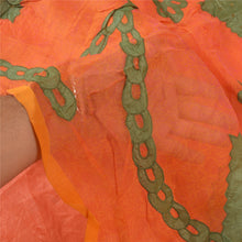 Load image into Gallery viewer, Sanskriti Vintage Orange Sarees Pure Silk Hand Beaded Applique Work Sari Fabric
