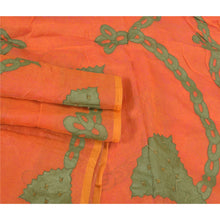 Load image into Gallery viewer, Sanskriti Vintage Orange Sarees Pure Silk Hand Beaded Applique Work Sari Fabric
