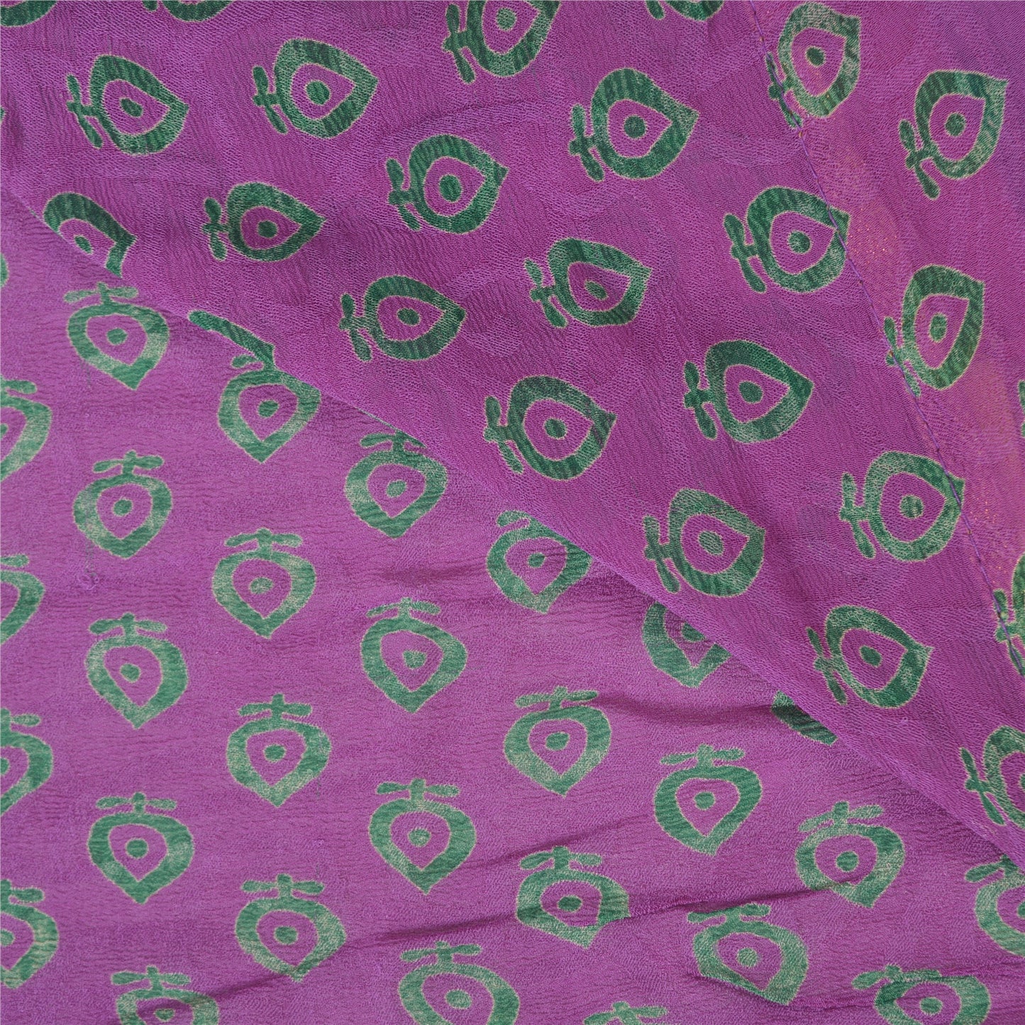 Sanskriti Vintage Purple Sarees Blend Georgette Embroidered Animal Sari Sustainable Fabric