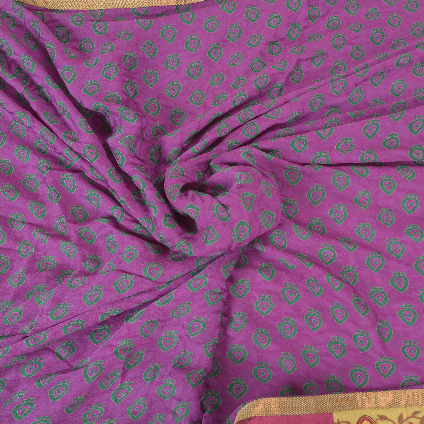 Sanskriti Vintage Purple Sarees Blend Georgette Embroidered Animal Sari Sustainable Fabric