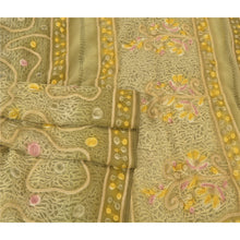 Load image into Gallery viewer, Sanskriti Vintage Green Sarees Pure Georgette Silk Embroidered Sari Craft Fabric
