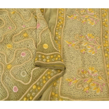 Load image into Gallery viewer, Sanskriti Vintage Green Sarees Pure Georgette Silk Embroidered Sari Craft Fabric
