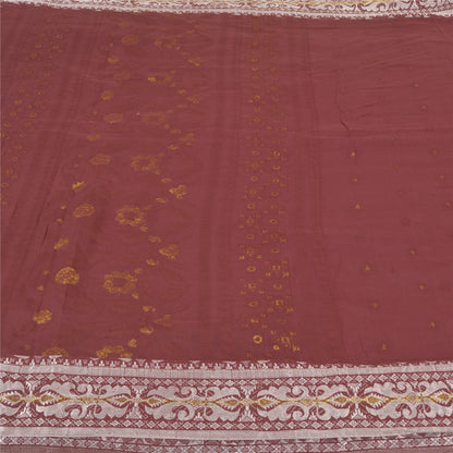 Sanskriti Vintage Dark Red Sarees 100% Pure Cotton Woven Sari Craft Soft Sustainable Fabric