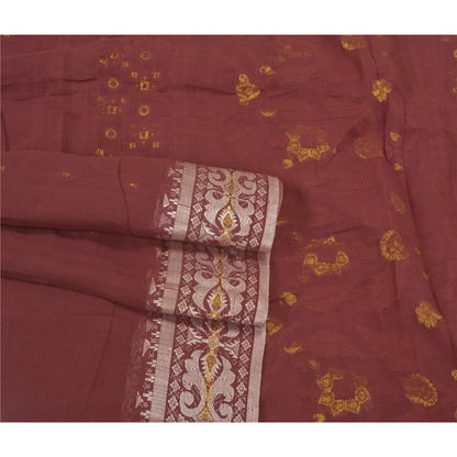 Sanskriti Vintage Dark Red Sarees 100% Pure Cotton Woven Sari Craft Soft Sustainable Fabric