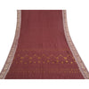 Sanskriti Vintage Dark Red Sarees 100% Pure Cotton Woven Sari Craft Soft Sustainable Fabric