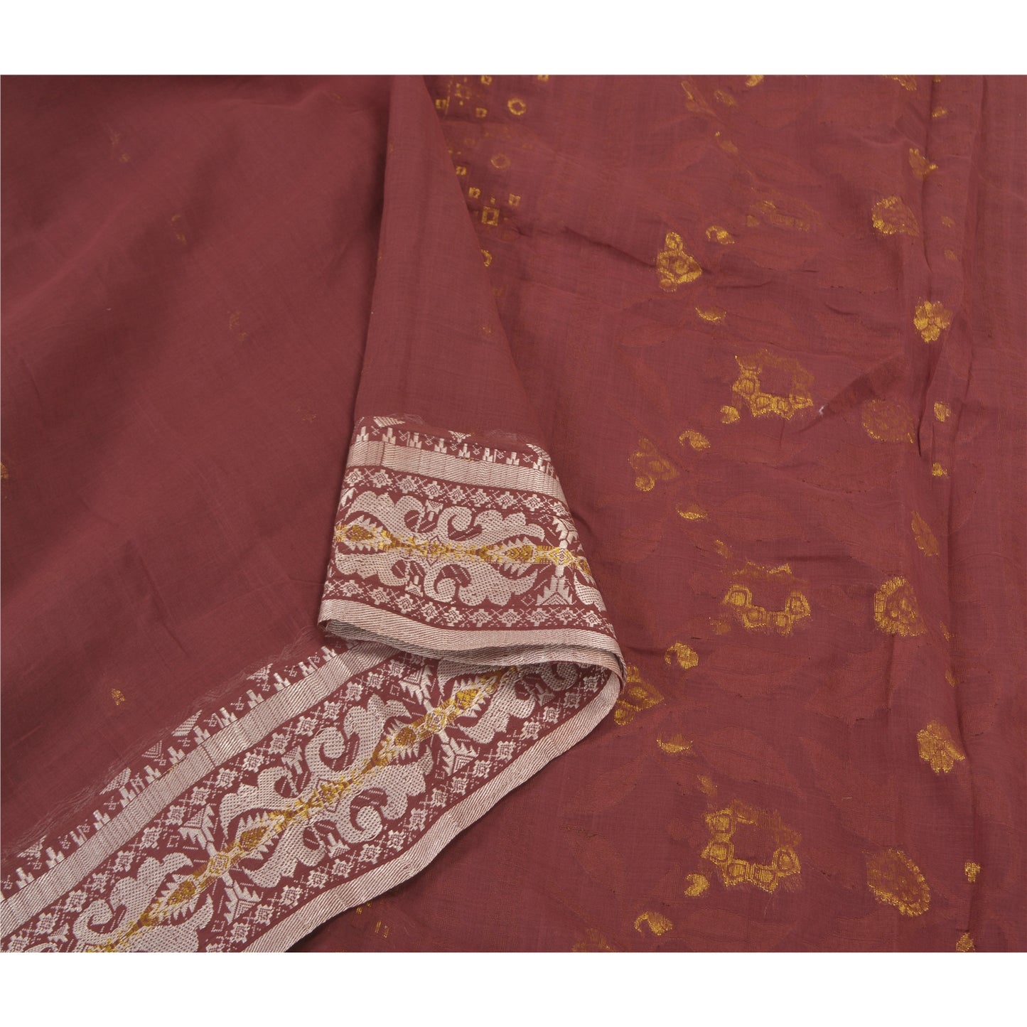 Sanskriti Vintage Dark Red Sarees 100% Pure Cotton Woven Sari Craft Soft Sustainable Fabric