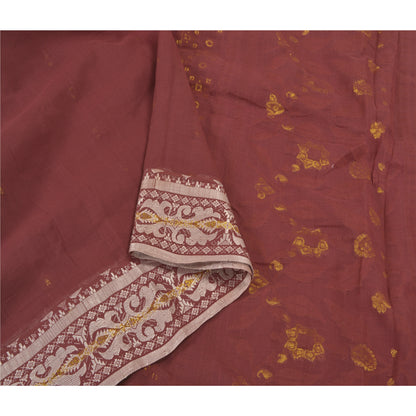 Sanskriti Vintage Dark Red Sarees 100% Pure Cotton Woven Sari Craft Soft Sustainable Fabric