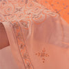 Sanskriti Vintage Peach Sarees Georgette Hand Beaded Premium Sari Craft Sustainable Fabric