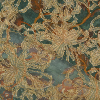 Sanskriti Vintage Green Sarees Pure Georgette Silk Hand-Woven Sari Craft Sustainable Fabric