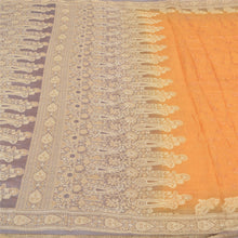 Load image into Gallery viewer, Sanskriti Vintage Saffron Sarees Pure Silk Embroidered Woven Sari Craft Fabric

