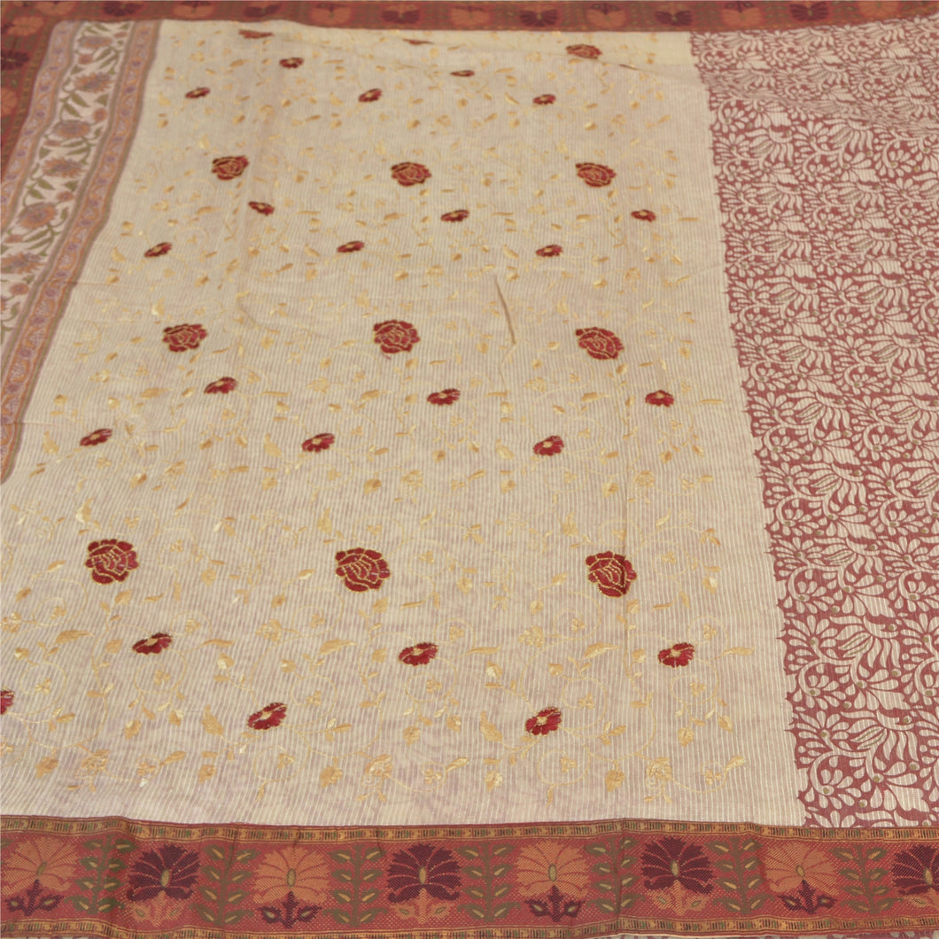 Sanskriti Vintage Sarees 100% Pure Silk Embroidered Printed Premium Sari Fabric