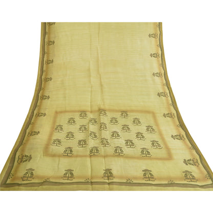 Sanskriti Vintage Green Sarees Cotton Silk Hand Painted Woven Kota Sari Sustainable Fabric
