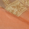 Sanskriti Vintage Peach Sarees 100% Pure Silk Woven Sari Craft 5 Yard Sustainable Fabric