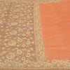 Sanskriti Vintage Peach Sarees 100% Pure Silk Woven Sari Craft 5 Yard Sustainable Fabric