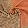 Sanskriti Vintage Peach Sarees 100% Pure Silk Woven Sari Craft 5 Yard Sustainable Fabric