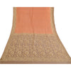 Sanskriti Vintage Peach Sarees 100% Pure Silk Woven Sari Craft 5 Yard Sustainable Fabric