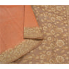 Sanskriti Vintage Peach Sarees 100% Pure Silk Woven Sari Craft 5 Yard Sustainable Fabric