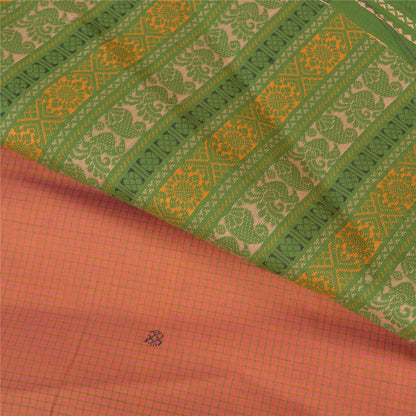 Санскрити Винтаж Зеленые Сари Смесовый Шелк Ручной Работы Павлин Премиум Сари Экологичная Ткань